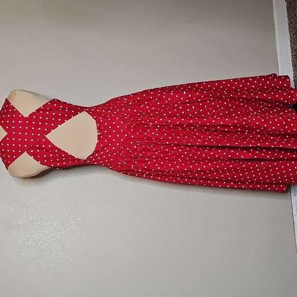 Vintage Red Polka Dot Midi Dress size 8 /med - Picture 3 of 16